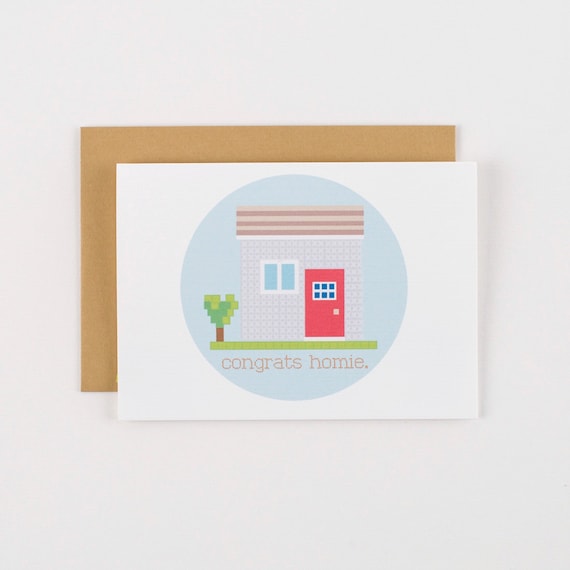 New Home Cross Stitch Congrats Homie Housewarming Greeting Card