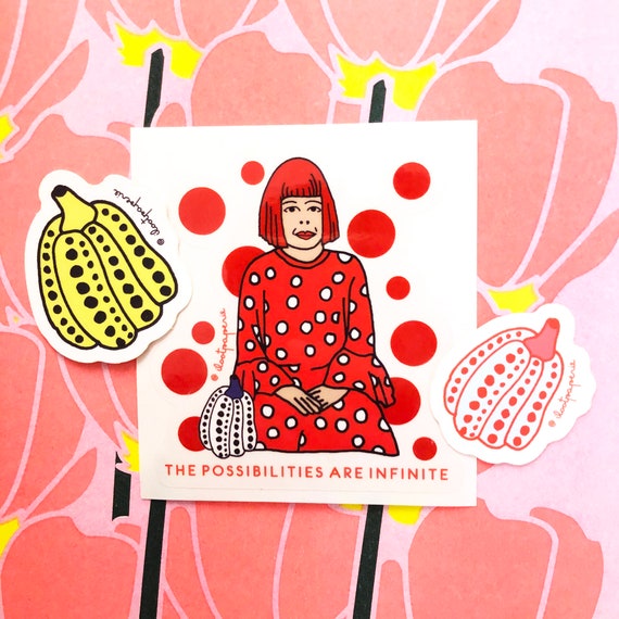 NEW** Yayoi Kusama Set of 3, with one Yayoi Kusama clear sticker, two Pumpkins opaque stickers