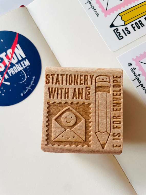 Stationery with an E Rubber Stamp for Stocking Stuffers, Kawaii Decorations, Journal, Planner, Notepad, Gifts