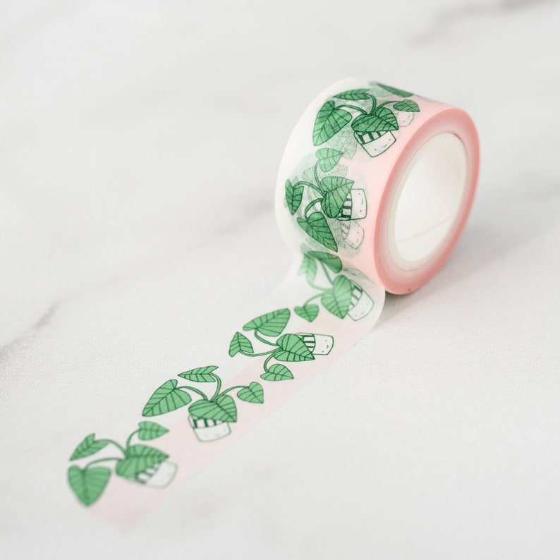 NEW Happy Plant Washi Tape, Pattern Paper Tape, Gift Wrap, Stocking Stuffer, Kawaii Tape, Journal, Planner, Holiday, Gifts image 1