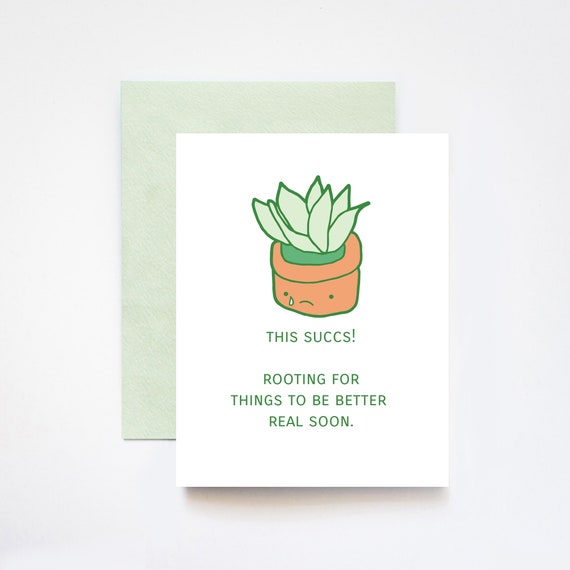 This Succs Succulent Get Well Encouragement Sympathy Greeting Card