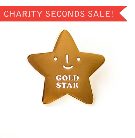 CHARITY SECONDS SALE**  Matte or Shiny Gold Star Enamel Pin Seconds