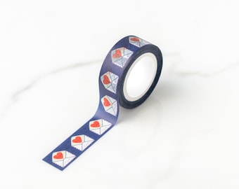 Send Love Envelope Washi Tape, Pattern Paper Tape, Gift Wrap, Stocking Stuffer, Kawaii Tape, Journal, Planner, Holiday, Gifts