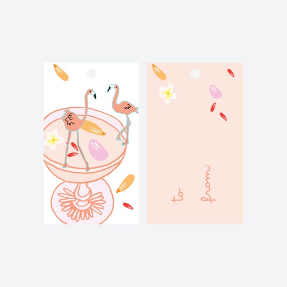 Bottoms Up Flamingo Gift Tags - Set of 8