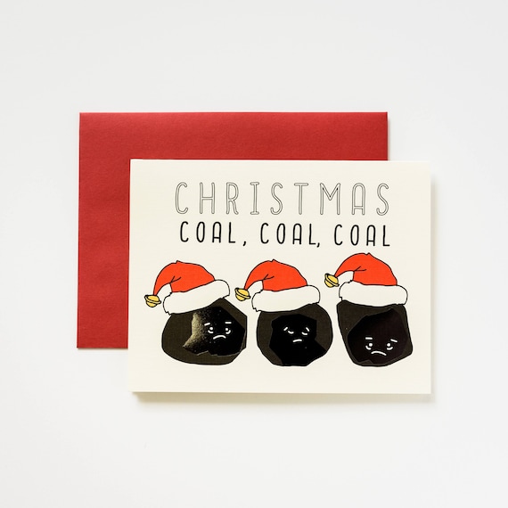 Christmas Black Foil Coal Coal Coal Greeting Card