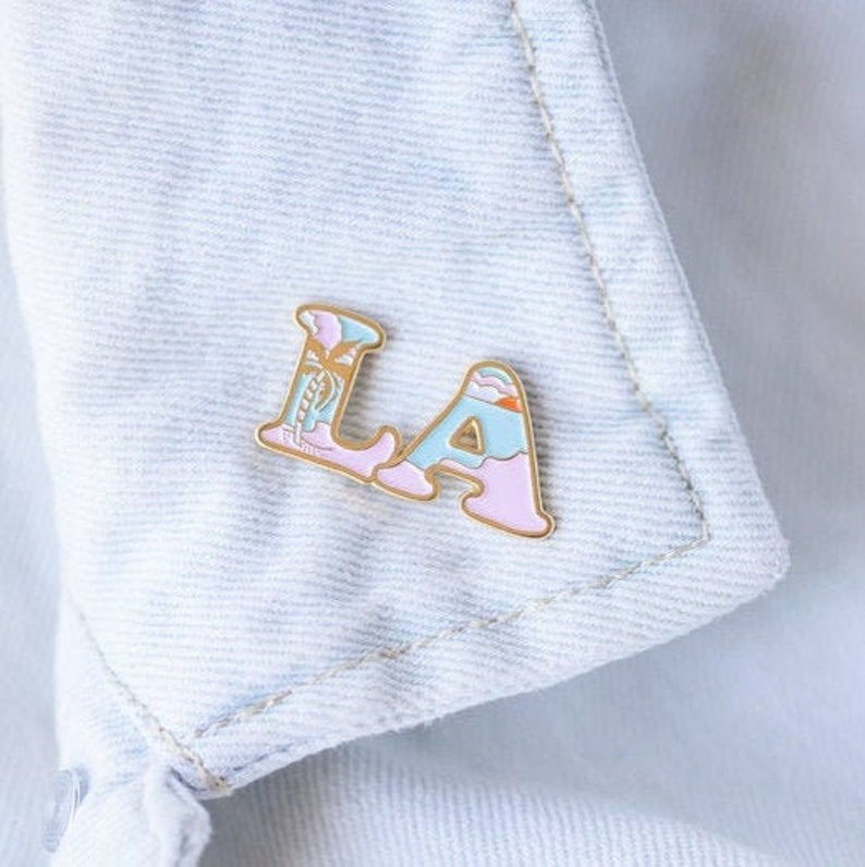 NEW LA Los Angeles Soft Enamel or Epoxy Finish / Lapel Pin Soft Enamel Vintage