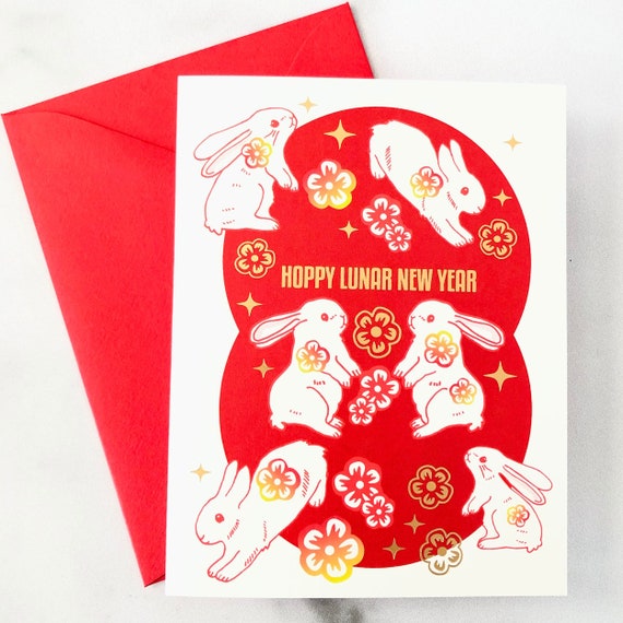 Hoppy Lunar New Year A2 Greeting Card