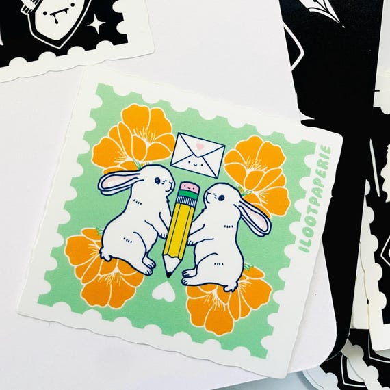 Hoppy Poppy Mail Stamp Vinyl Matte Sticker