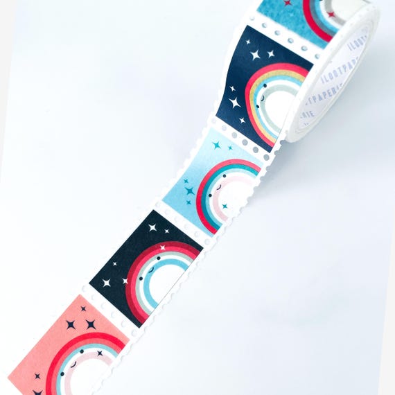 Rainbows Shindig STAMPS Washi Tape, Pattern Paper Tape, Gift Wrap, Stocking Stuffer, Kawaii Tape, Journal, Planner, Notepad, Gifts