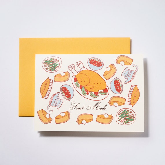 Feast Mode Thanksgiving Friendsgiving Thank You Holiday Greeting Card