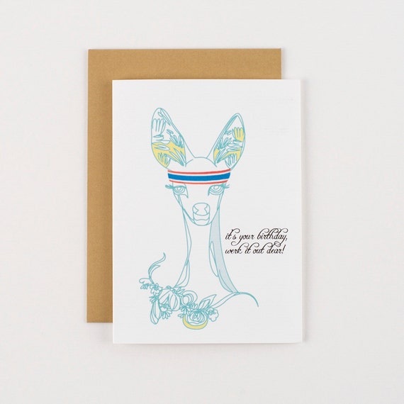 Work It Out Deer Birthday Greeting Card