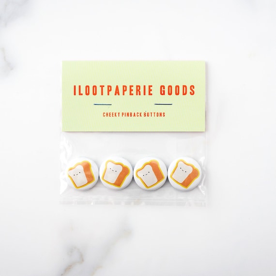 Set of 4 Happy Holy Toast Pinback Buttons