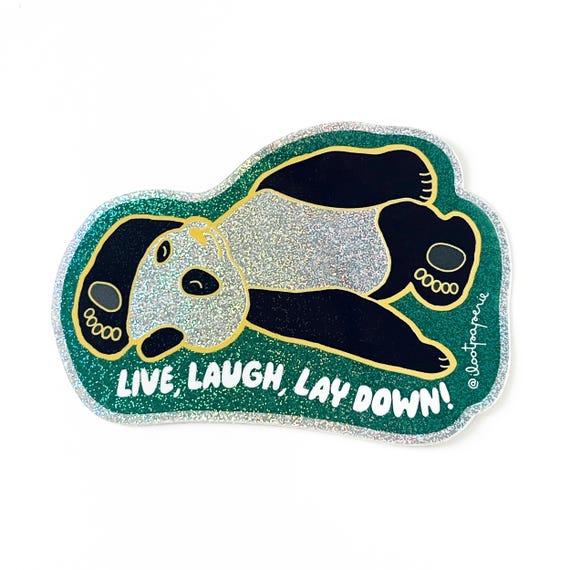 NEW** Panda 'Live, Laugh, Laydown' Glitter Single Sticker