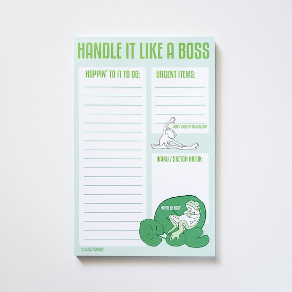 Handle It Like a Boss Frog Desk Notepad