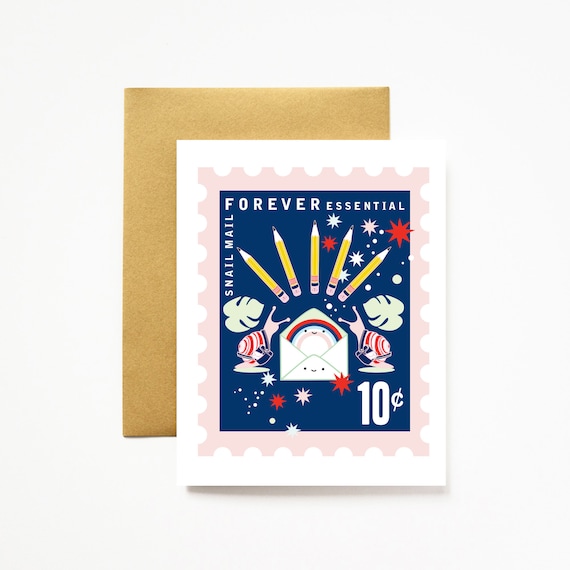 NEW COLORS! Snail Mail Forever Essential Stationery Love A2 Greeting Card