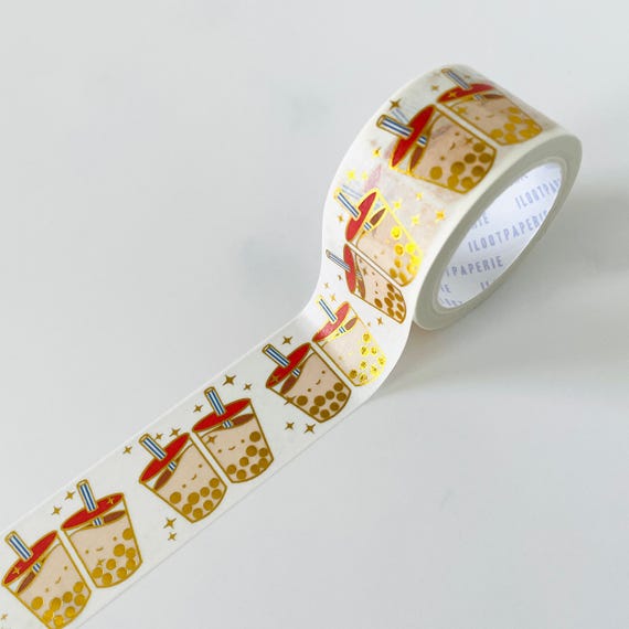 Boba Besteas Gold Foil Washi Tape, Pattern Paper Tape, Gift Wrap, Stocking Stuffer, Kawaii Tape, Planner, Notepad, Gifts