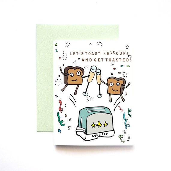 Tipsy Toast New Years Celebration Holiday A2 Greeting Card