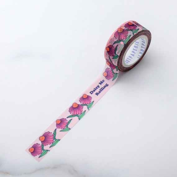 Daisy See Me Rolling Washi Tape, Pattern Paper Tape, Gift Wrap, Stocking Stuffer, Journal, Planner, Holiday, Gifts