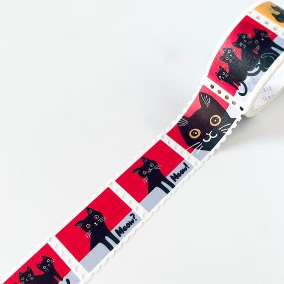 Moonlight Cats Meowllo STAMPS Washi Tape, Pattern Paper Tape, Gift Wrap, Stocking Stuffer, Kawaii Tape, Journal, Planner, Notepad, Gifts