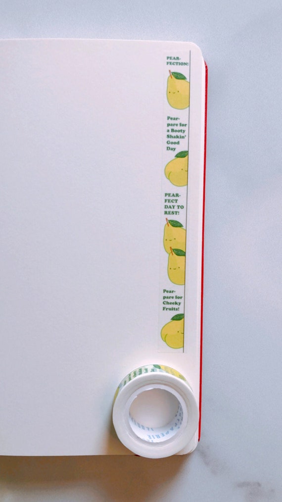 Pear-fection Vertical Washi Tape, Pattern Paper Tape, Gift Wrap, Stocking Stuffer, Journal, Planner, Holiday, Gifts