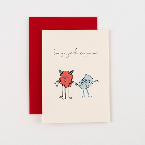 Love You Just the Way You Are Monsters Valentines Love Greeting Card