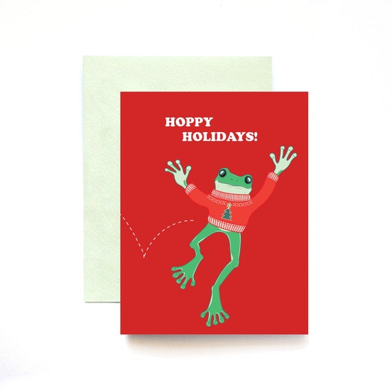Hoppy Holidays Frog in Holiday Knit Greeting Cards