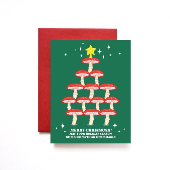 Merry ChrisMush Mushroom Greeting Cards