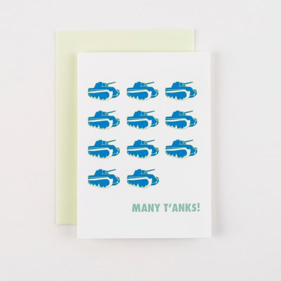 Many T'anks Thank You Greeting Cards - Set of 5