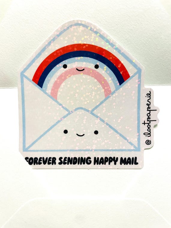 NEW** Forever Sending Happy Mail Envelope Glitter Single Sticker