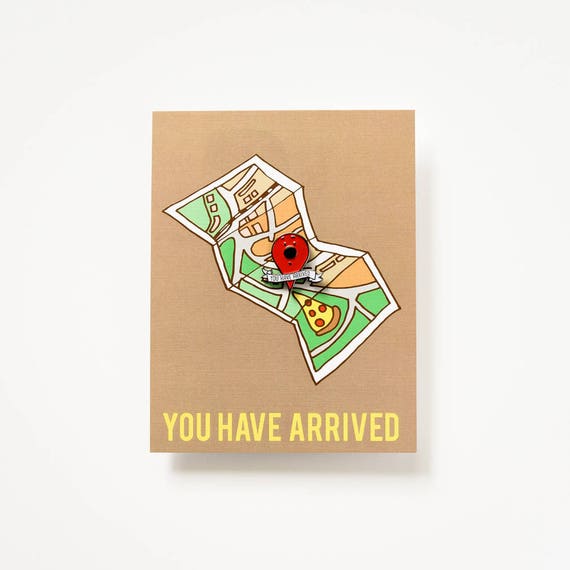 Location Enamel / Lapel Pin + You Have Arrived Postcard