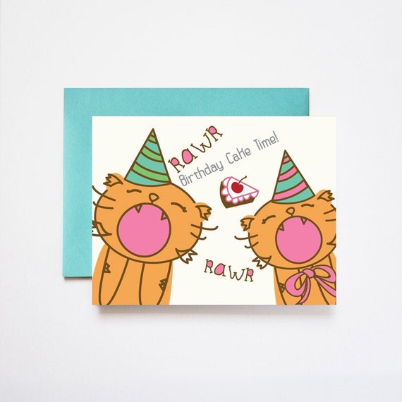 Tiger Cub Party Hats Birthday Greeting Card