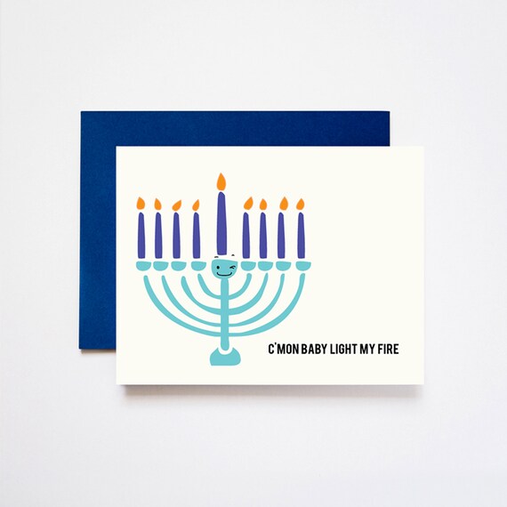 Light My Fire Menorah Hanukkah A2 Greeting Card