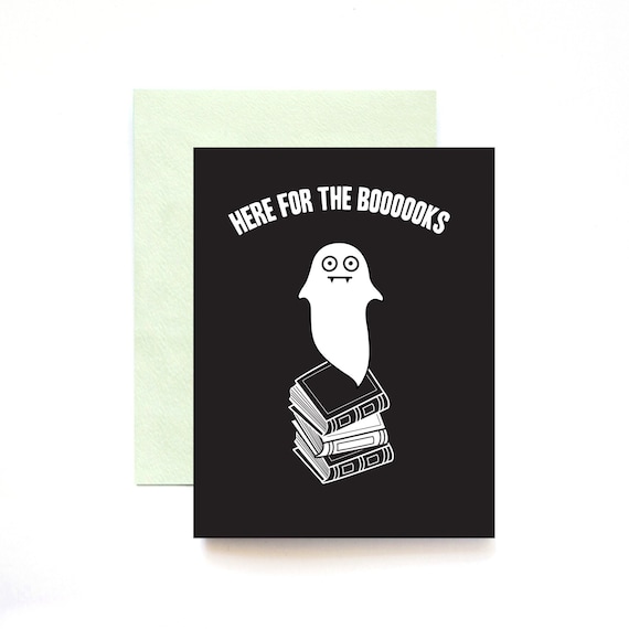 Here for the Boo-oooks Halloween Greeting Card