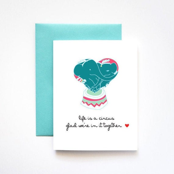 Circus Elephants Love Greeting Card