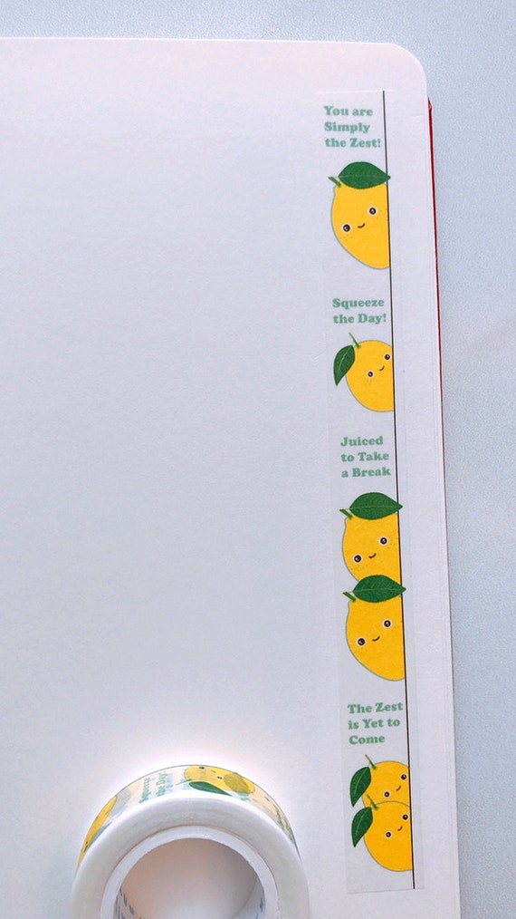 Lemon Zest Vertical Washi Tape, Pattern Paper Tape, Gift Wrap, Stocking Stuffer, Journal, Planner, Holiday, Gifts