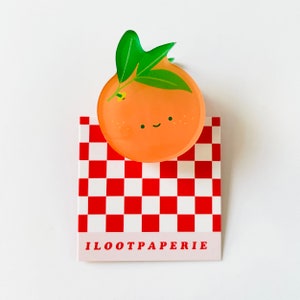 Orange Decorative Double-Sided Clear Acrylic Clip