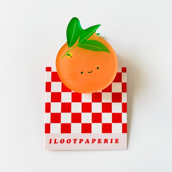 Orange Decorative Double-Sided Clear Acrylic Clip