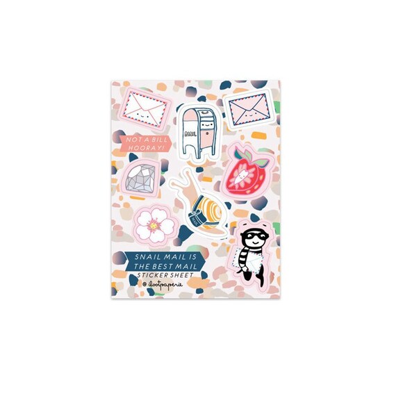 Snail Mail Stationery Lover Matte Vinyl Weather Proof Sticker Sheet