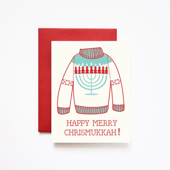 Merry Chrismukkah Christmas and Hanukkah Greeting Card