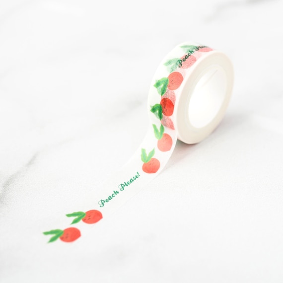 2 Versions! Peach Please Washi Tape, Pattern Paper Tape, Gift Wrap, Stocking Stuffer, Kawaii Tape, Journal, Planner, Holiday, Gifts