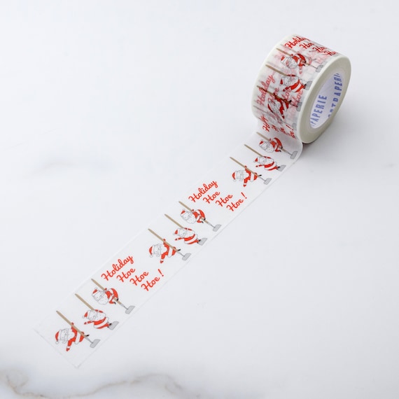 Garden Hoe Hoe Hoe Santa Holiday Washi Tape, Pattern Paper Tape, Gift Wrap, Stocking Stuffer, Kawaii Tape, Journal, Planner, Holiday