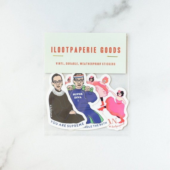 Ruth Bader Ginsburg You are Supreme, Super Diva, Girls Can Can Can Set of 3 Vinyl Stickers