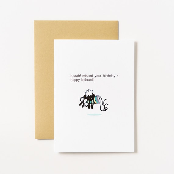 Bah Sheep Belated Birthday Greeting Card