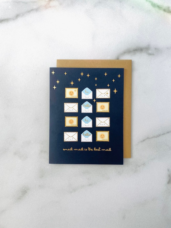 Snail Mail is the Best Mail Friendship Gold Foil Greeting Card