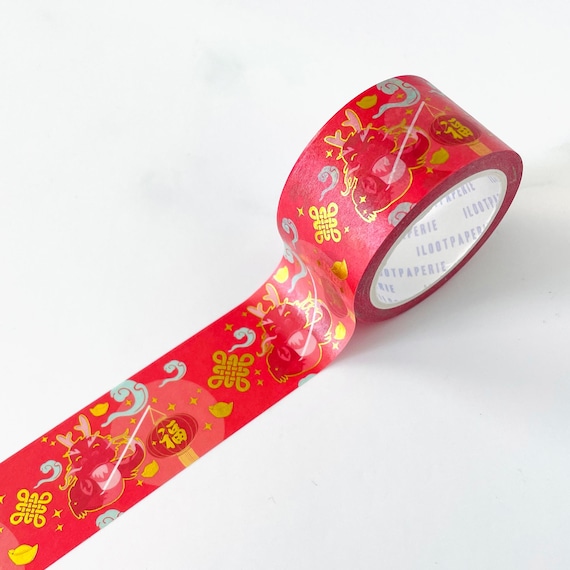 Lucky Dragon Gold Foil Words Washi Tape