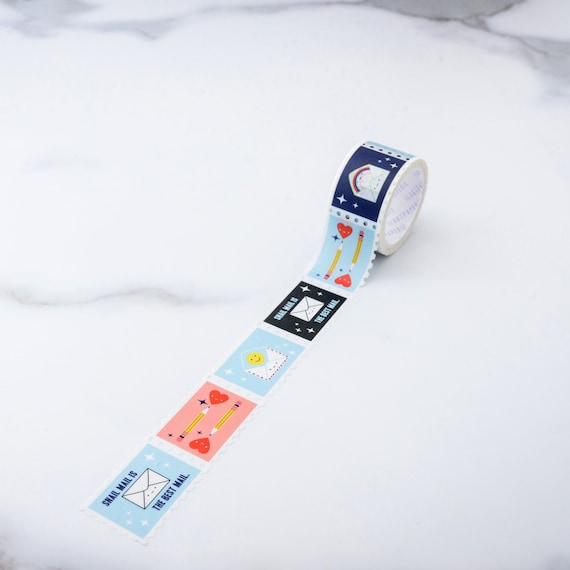 Snail Mail Party STAMPS Washi Tape, Pattern Paper Tape, Gift Wrap, Stocking Stuffer, Kawaii Tape, Journal, Planner, Notepad, Gifts