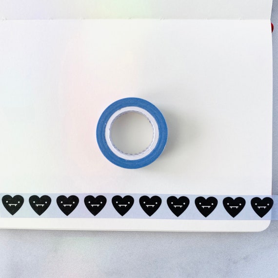 Vampire Hearts Washi Tape, Pattern Paper Tape, Gift Wrap, Stocking Stuffer, Journal, Planner, Notepad, Holiday, Gifts