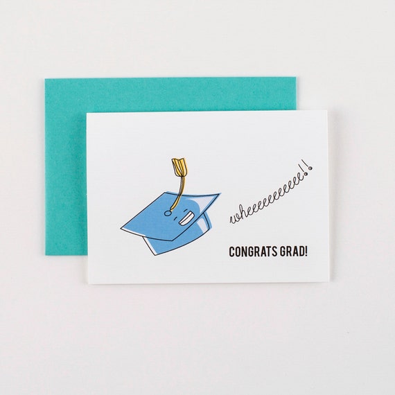 Flying Graduation Grad Hat  Congrats Greeting Card