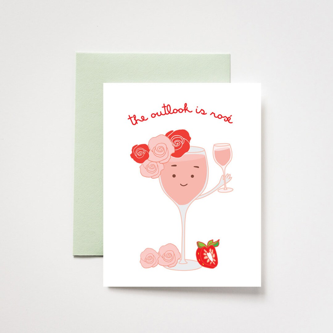 A Rosé Outlook Celebratory Greeting Card Etsy