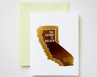 L'avenir est Golden California Two Tone Gold Foil Graduation Job Promotion Carte de vœux